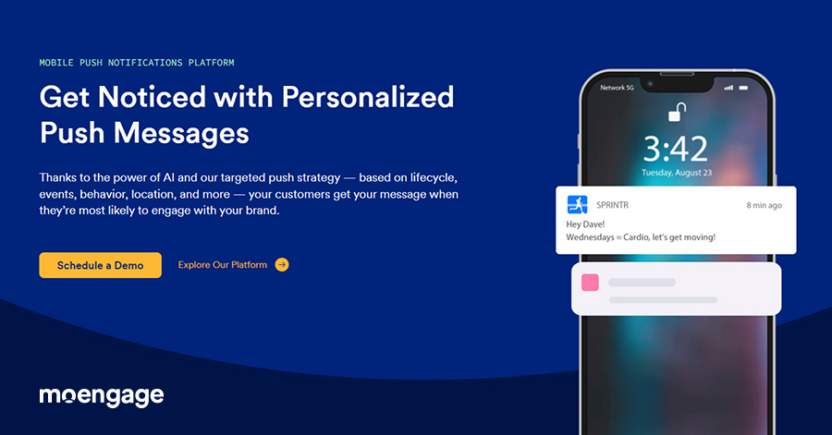 MoEngage is the best push notification software platform for omnichannel engagement and advanced personalization