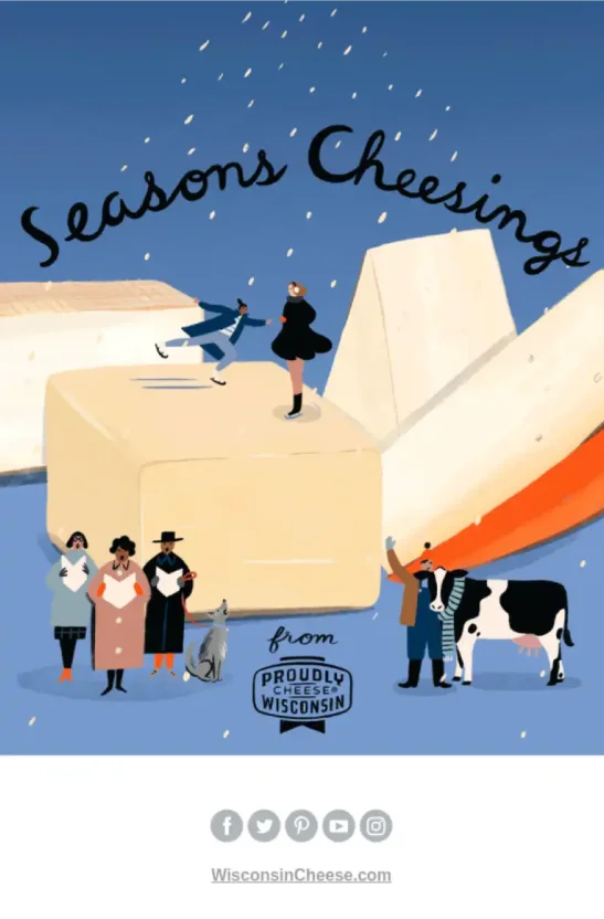 An email from Wisconsin Cheese wishing customers a Happy New Year