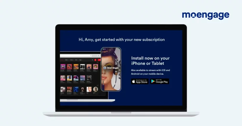 MoEngage Website Personalization For Media And Entertainment Brands for acquisition and onboarding 