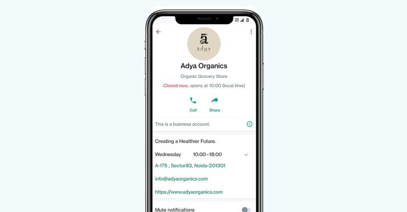 WhatsApp marketing by Adya Organics