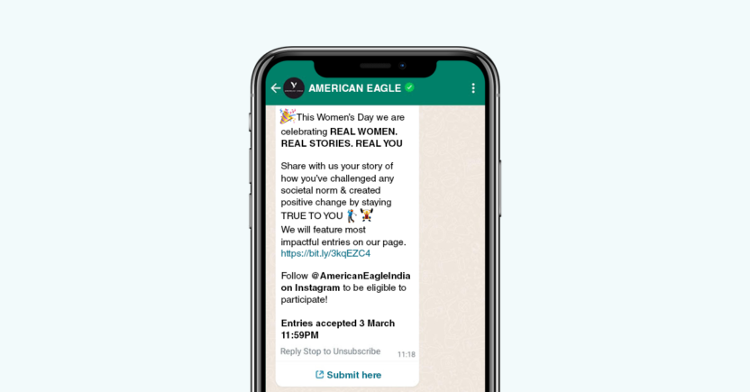WhatsApp marketing 2023 - Personalize Messages (American Eagle) 