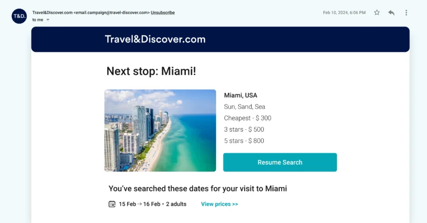 Email personalization example