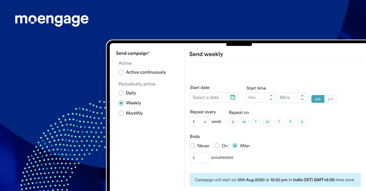 This image shows how to schedule periodic campaigns