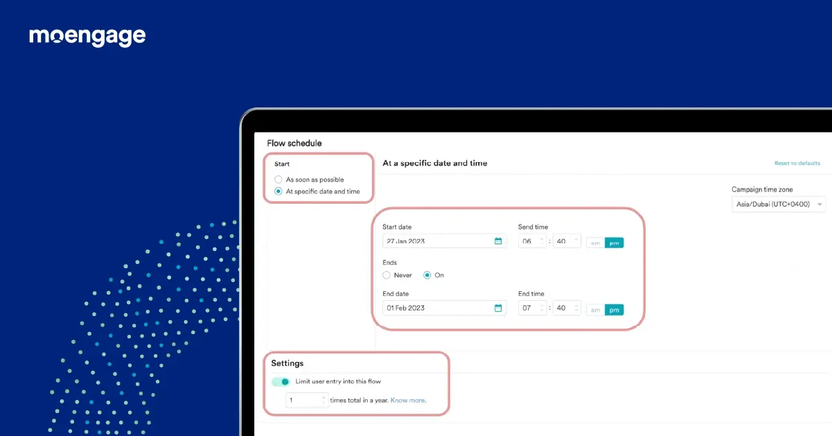 This is an image about the update to Flows on entry and scheduling