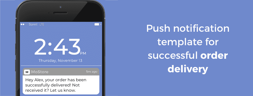 push notification template for successful order delivery 