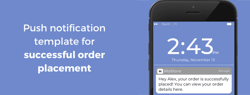 push notification template for successful order placement