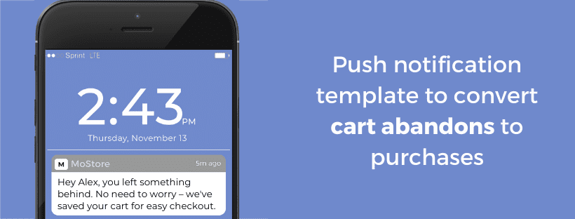 push notification template to convert cart abandons to purchases