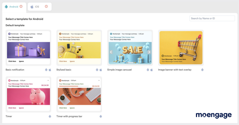 Your push notification software tool should have a library of pre-built templates