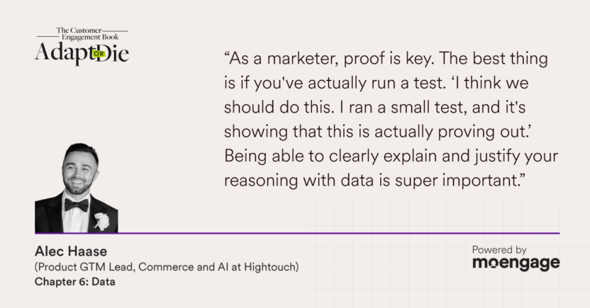 Alec Haase quote about why proof is key as a marketer