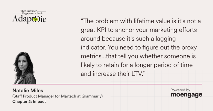 Natalie Miles quote about how LTV isn't a great north star metric