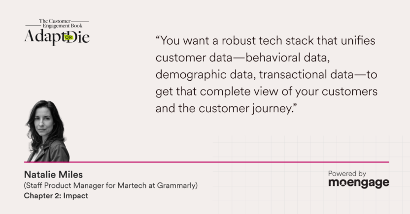 Natalie Miles quote explaining why you want a robust tech stack