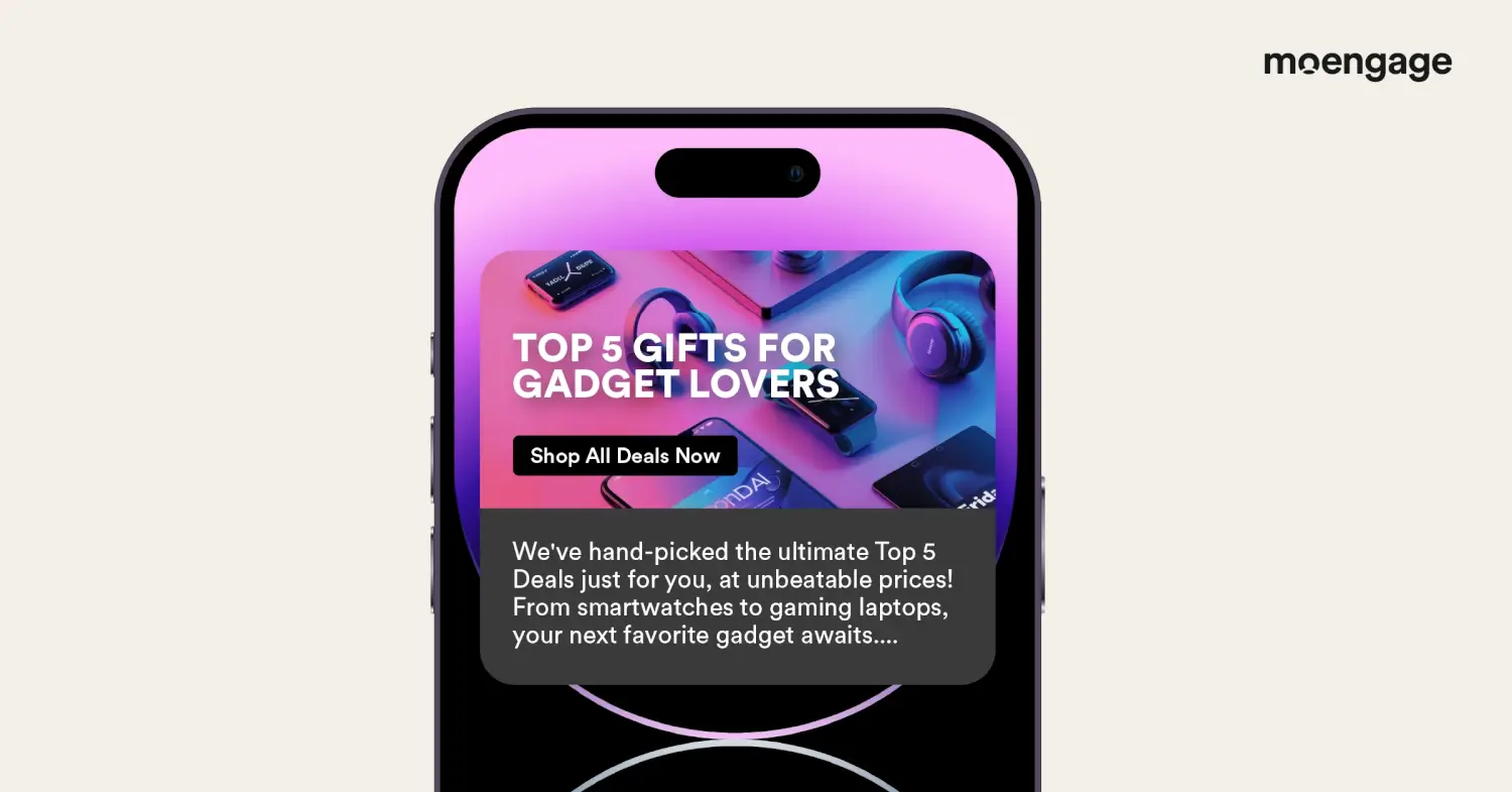 RCS message that can be sent during the Christmas Gifting Season using MoEngage