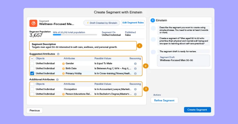 Salesforce Marketing Cloud is an AI segmentation tool that uses Einstein AI.