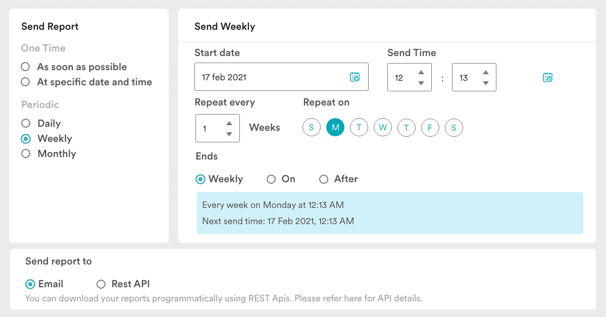 Easy scheduling with report builder