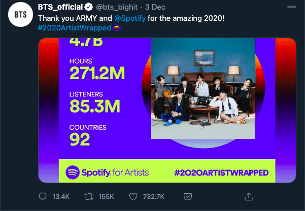 spotify wrapped 2020 marketing campaign on app downloads daus