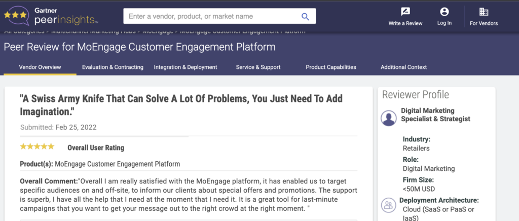 Gartner Review Customer Engagement