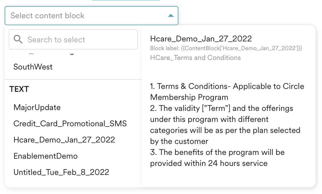 This image shows examples of MoEngage Content Blocks