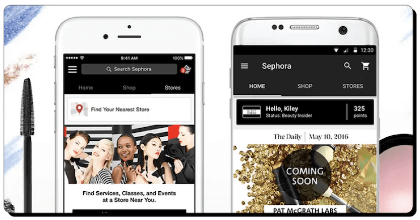 Image showing two smartphones with Sephora marketing campaigns