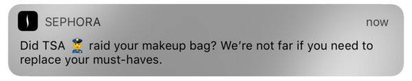 Sephora push notification on chrome