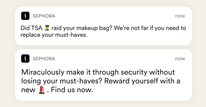 Sephora sends contextual push notifications in real time