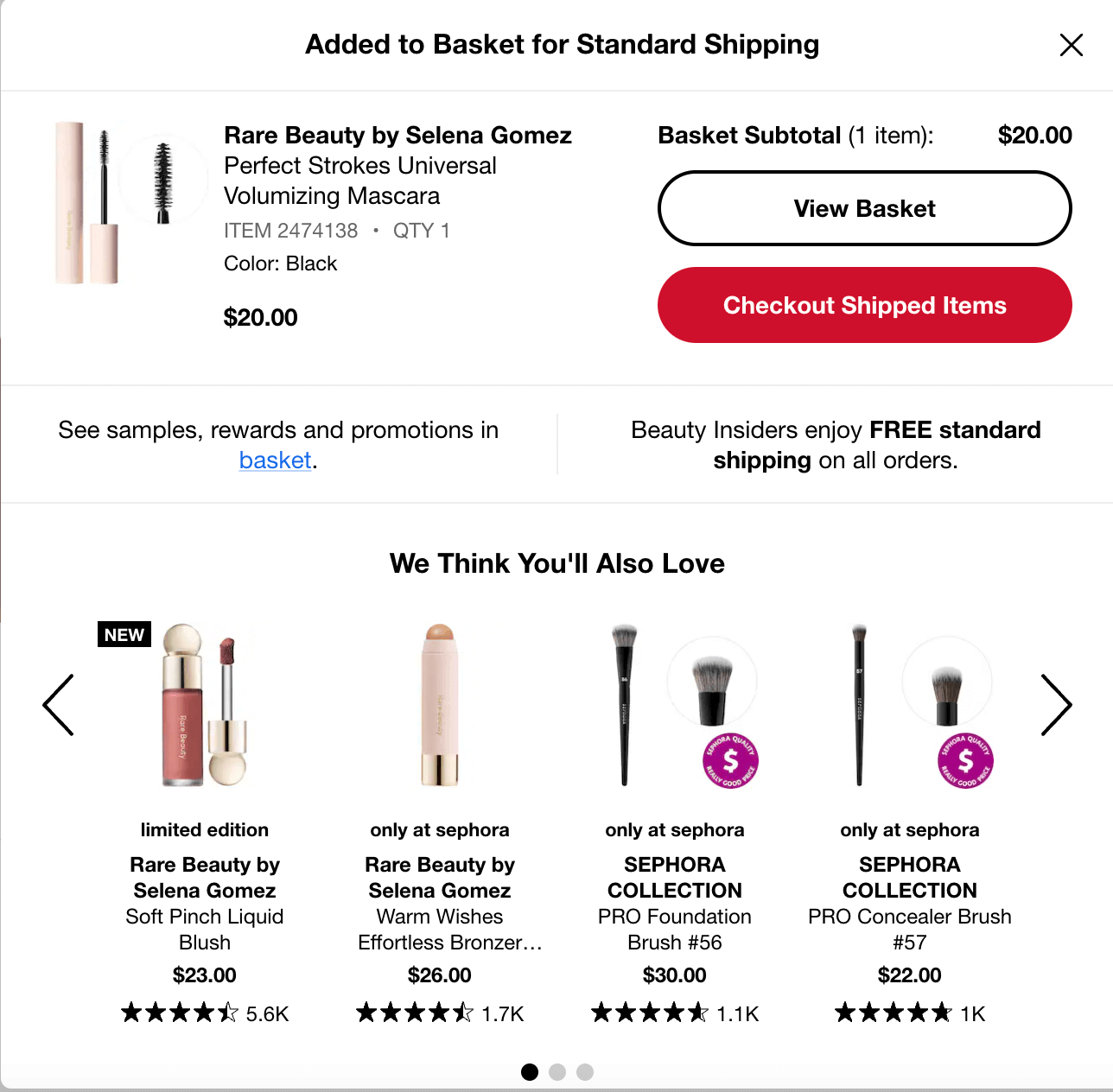 An example of website personalization by Sephora