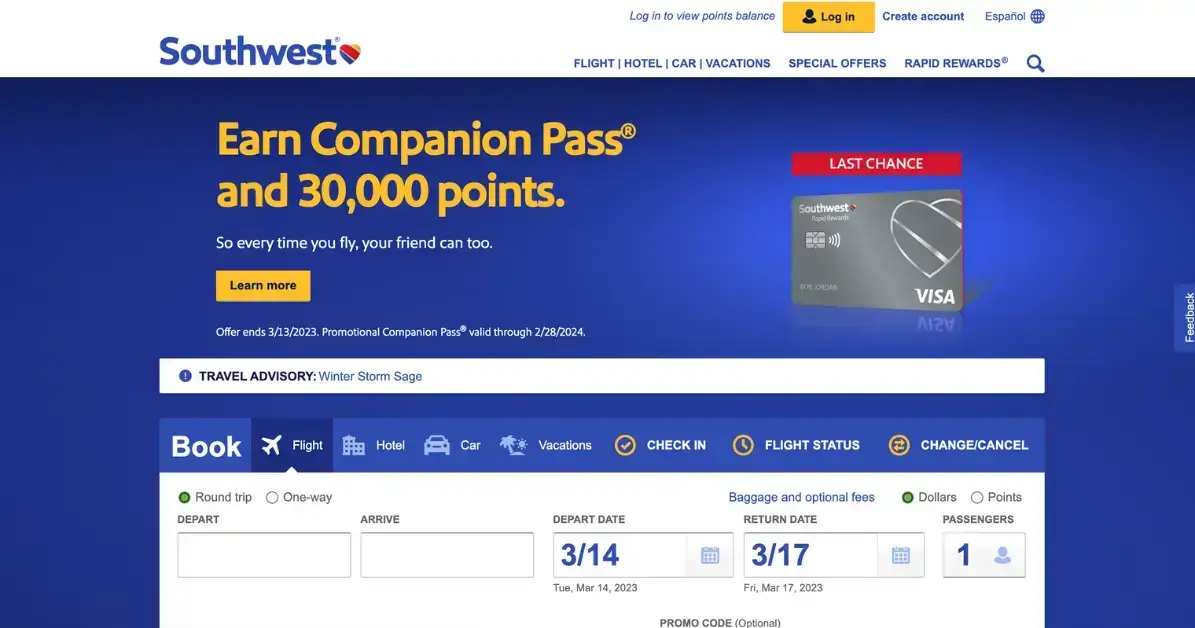 Southwest Airlines customer loyalty program