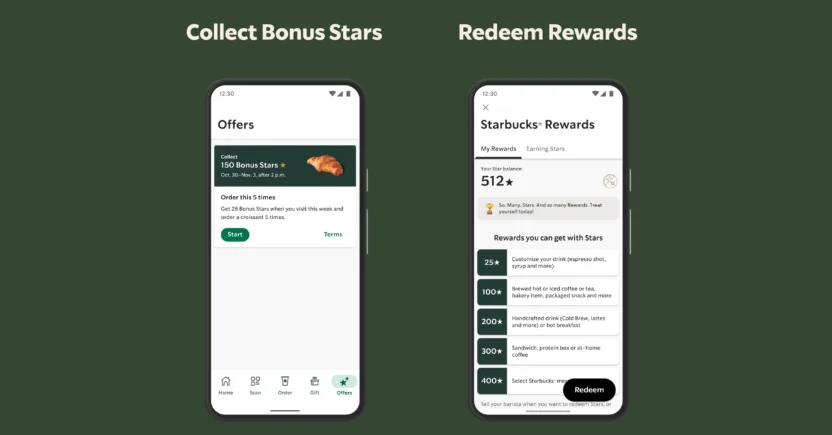 Starbucks offers rewards to customers to execute customer engagement marketing.