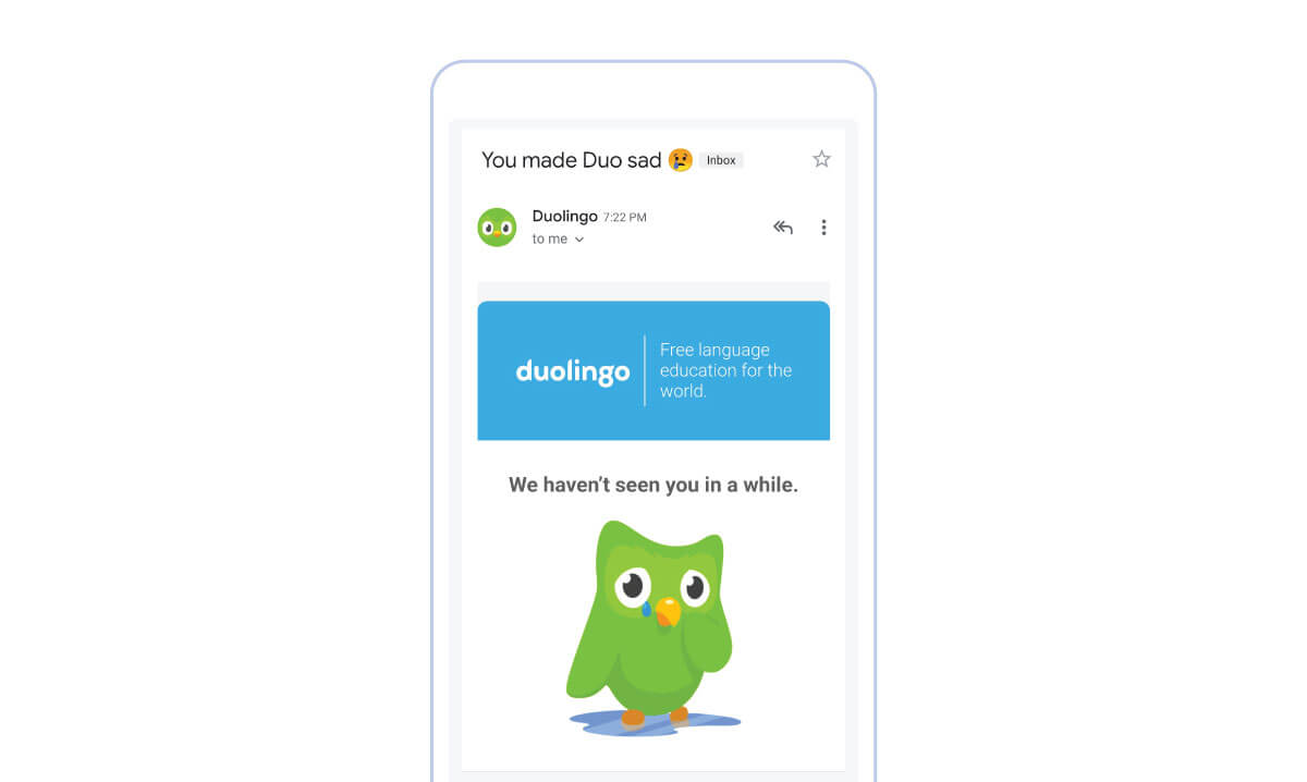 Re-engagement campaign by Duolingo 