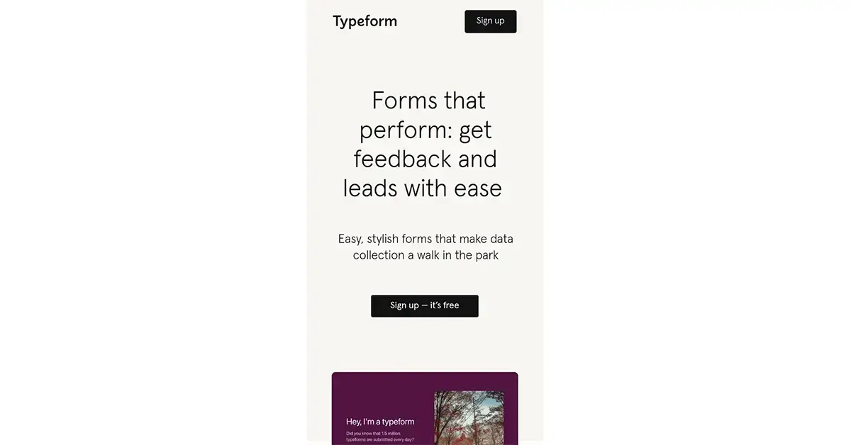 Typeform mobile version