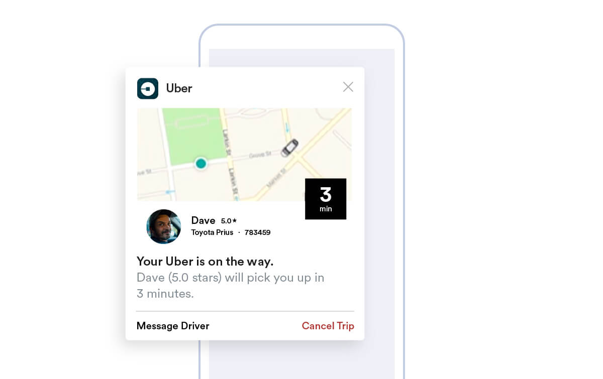 Uber's rich push notification