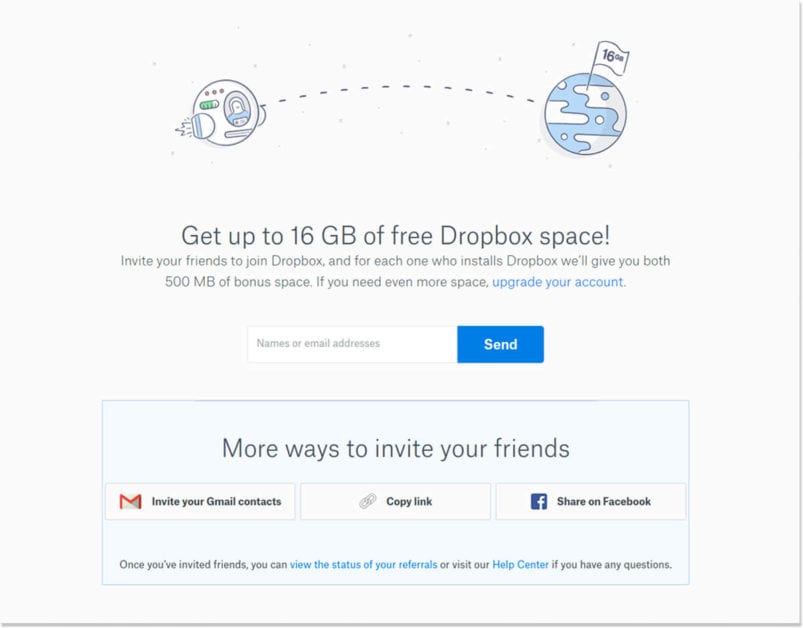 Dropbox example - Utilize Viral Loops
