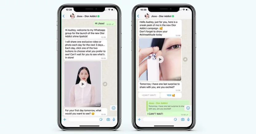 WhatsApp marketing 2023 - Dior Beauty chatbot screenshots