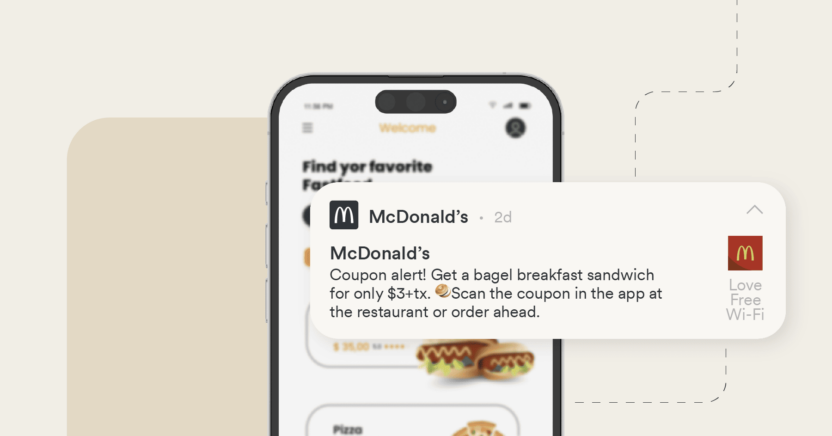 A mobile push notification sent through network-based targeting