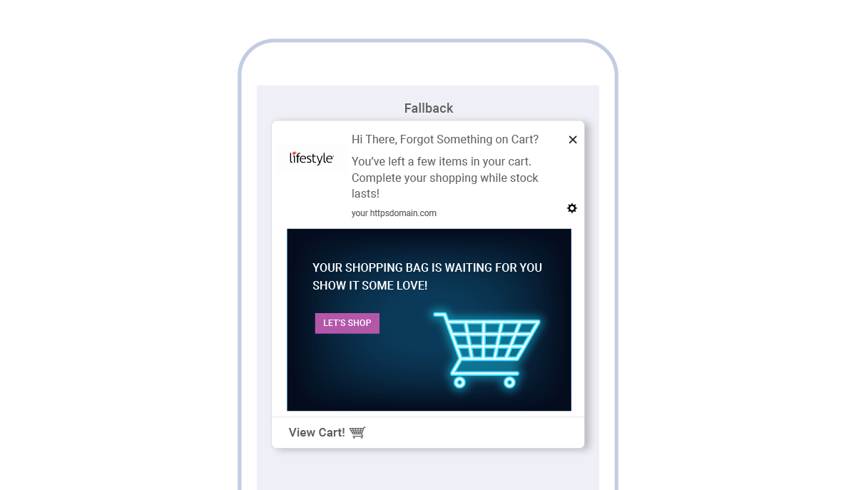 abandoned cart in-app notification by lifestyle