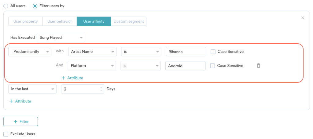 affinity segment creation in moengage