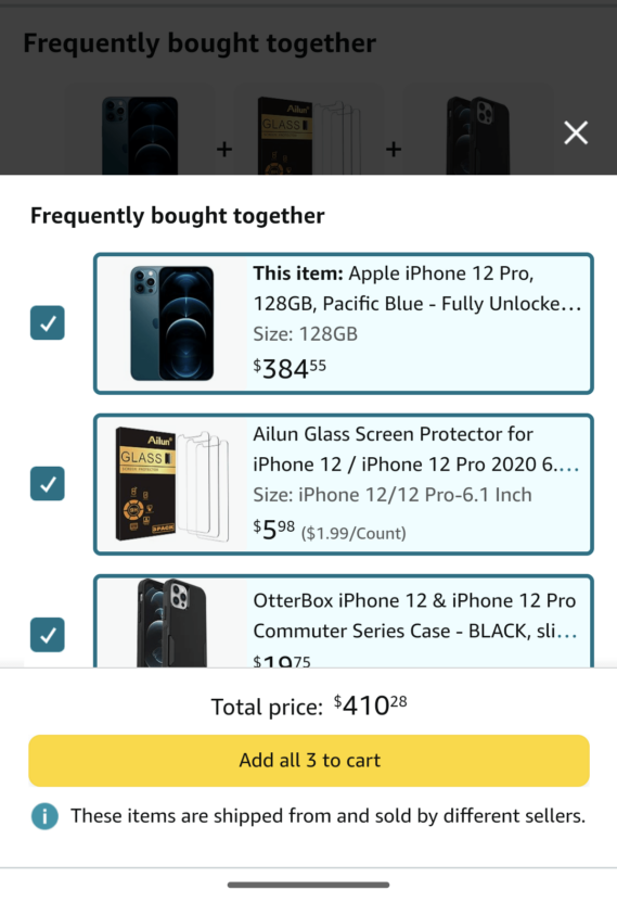 Amazon users personalized marketing to recommend products that are frequently bought together.