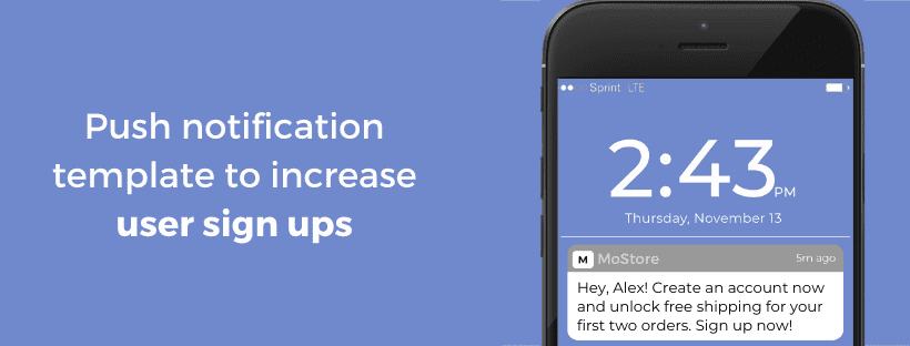 push notification template to increase user sign ups