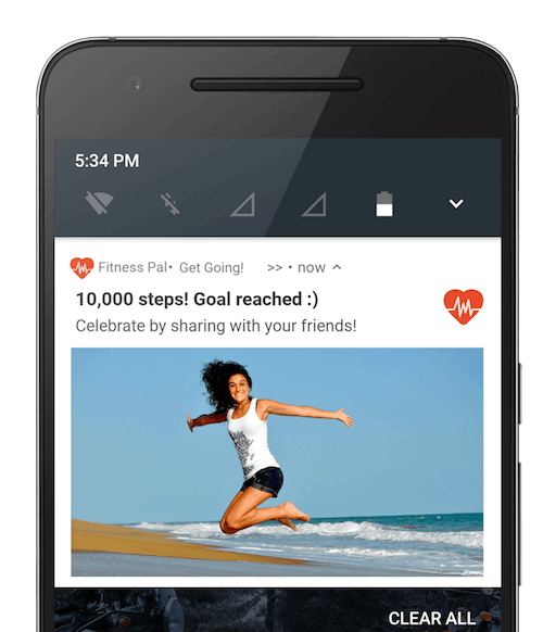 Fitness Pal - real time push notifications