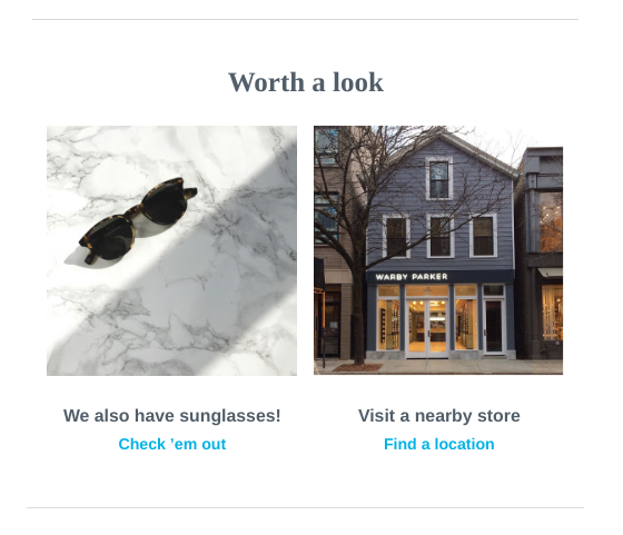 Product emails from warby parker
