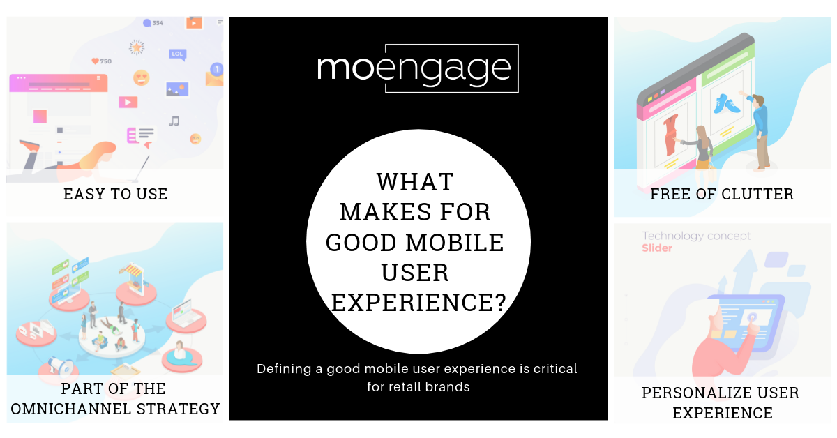 A visual representation of the main elements that make up a good mobile user experience