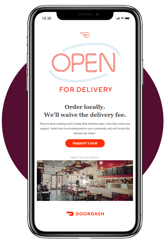 DoorDash waives off delivery fees during the COVID-19 pandemic