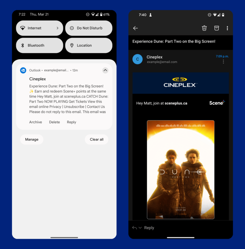 Cineplex sends personalized recommendations