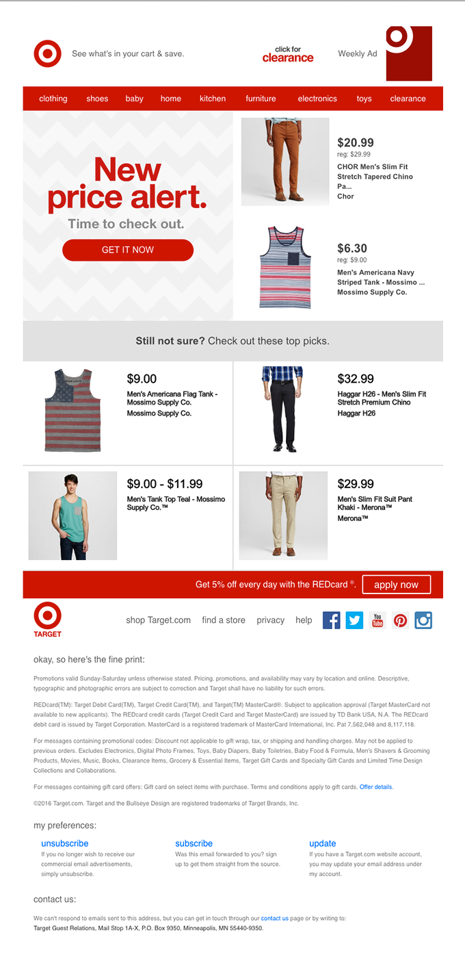 An example of a re-engagement email from Target