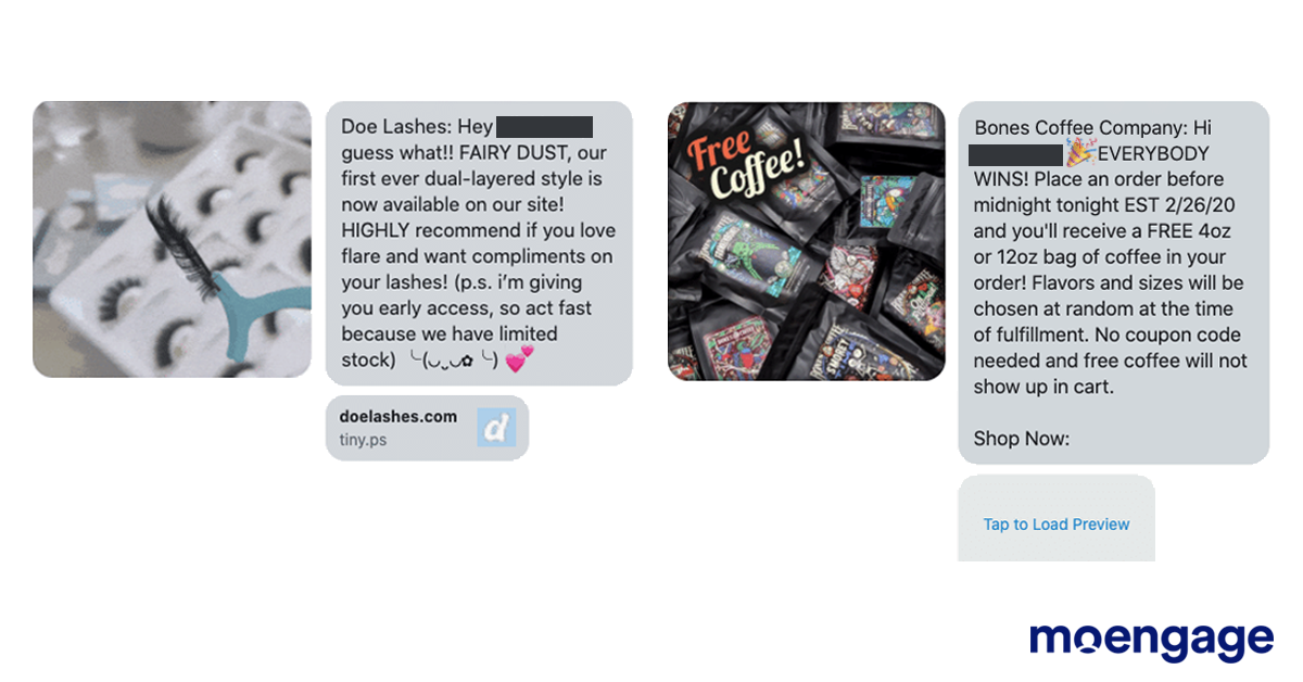 An example of emojis being used in SMS messages