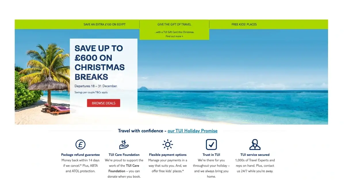 Take christmas marketing campaign ideas from TUI UK for your own christmas marketing campaigns