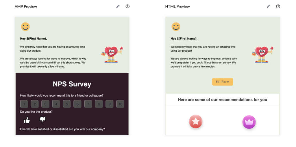 How to use AMP emails for NPS Surveys
