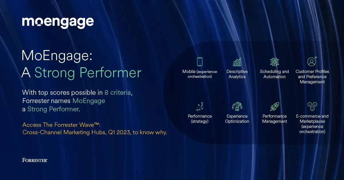 MoEngage receives top scores possible for eight criteria in The Forrester WaveTM: Cross-Channel Marketing Hubs Q1, 2023 Evaluation