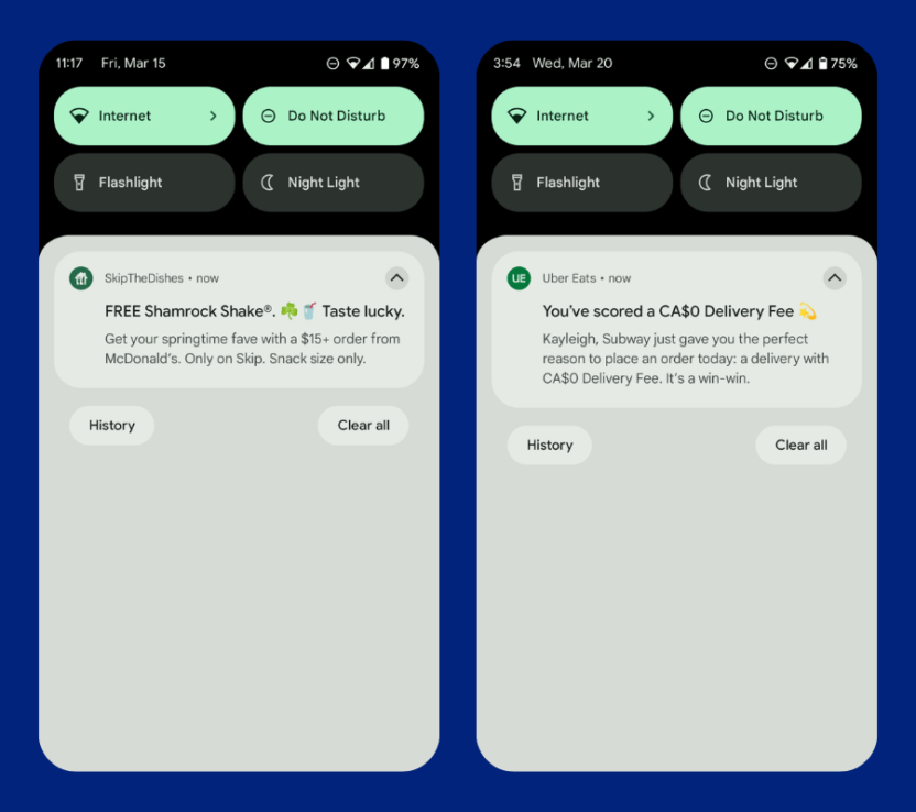 SkipTheDishes and Uber Eats reactivate dormant customers with targeted mobile push campaigns