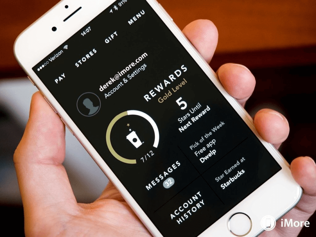 Starbucks offers rewards to people who sign up on their app