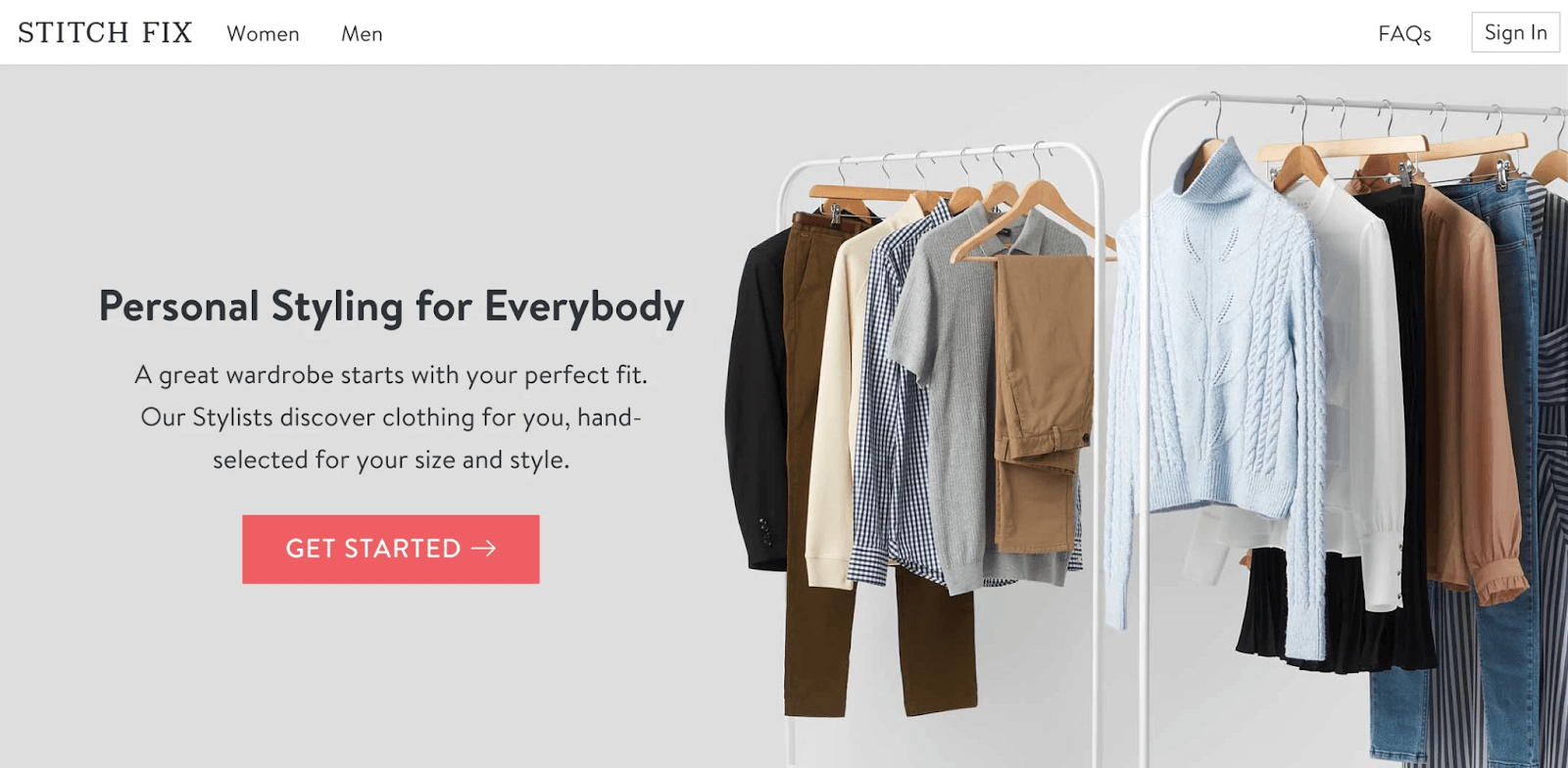 StitchFix provides a personalized shopping experience for a great customer experience
